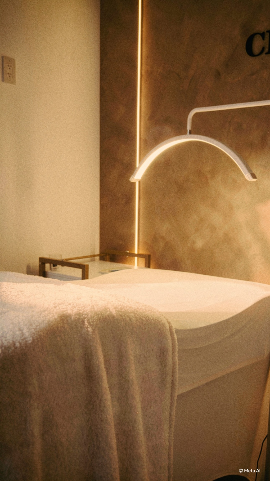 Treatment bed with warm ambient lighting